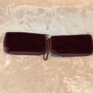 Set of two burgundy cosmetic pouches